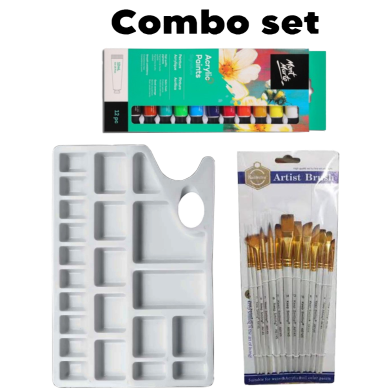 Mont Marte Acrylic Paints, Mixing Color Palette, 13 Pcs Mix Brush Combo Set image