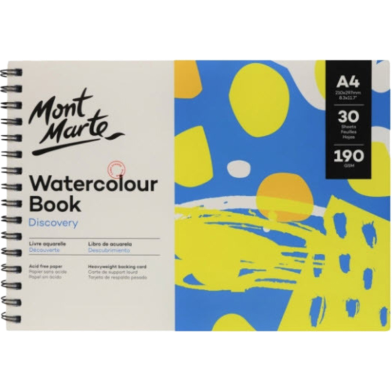 Mont Marte Discovery Watercolour Book Spiral Bound 190gsm A4 - 190gsm - 30 sheets image
