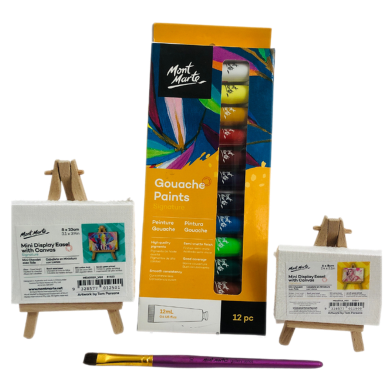 Mont Marte Gouache Paint With Mini Display Easel And Brush image