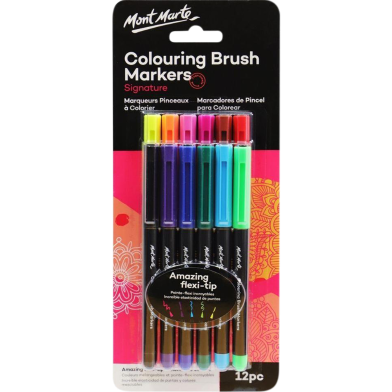 Mont Marte Marker Set - Adult Colouring Brush Markers 12pcs image