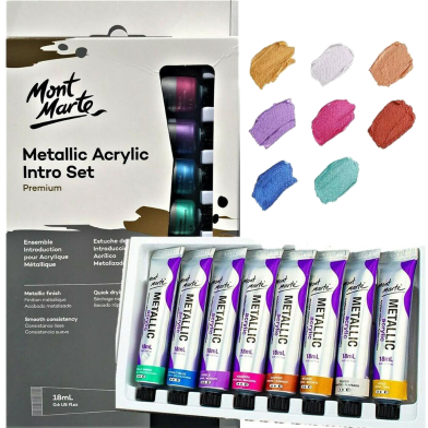 Mont Marte Metallic Acrylic Paint Intro Set 8 Color 18 Ml image