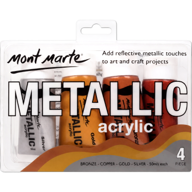 Mont Marte Paint Set - Metallic Acrylic Paint 4pc x 50ml image