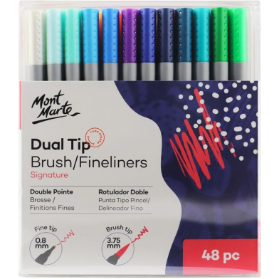 Mont Marte Signature Dual Tip Brush Marker/Fineliners 48pc image