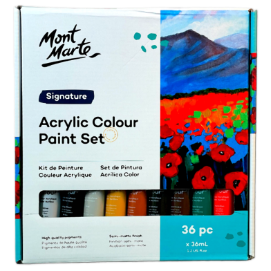 Mont Marte Signature Paint Set - Acrylic Paint 36pc x 36ml Tubes - MSCH3636 image