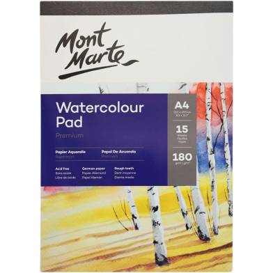 Mont Marte Watercolour Pad German Paper- A4(180gsm) 15 Sheet image