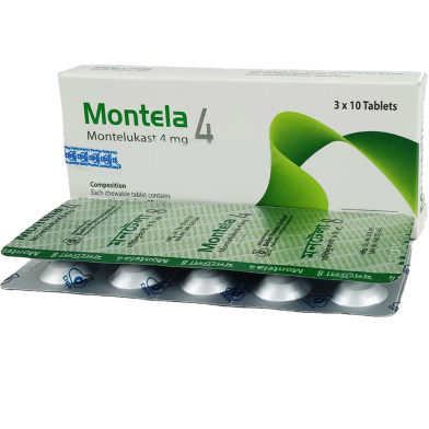 Montela 4 mg Chewable 10's Strip Tablet image