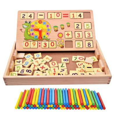 Montessori Wooden Educational Toys: Clock, Numbers, Math Sticks - Ages 3-5 Years image