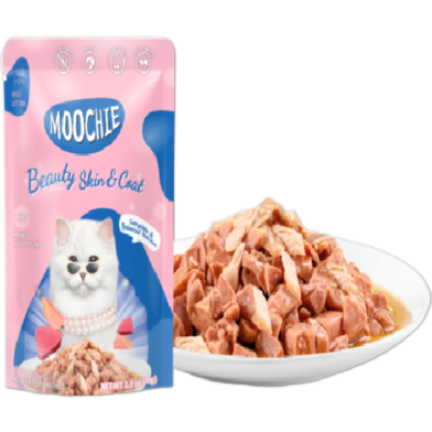 Moochie Beauty Skin and Coat Mince with Tuna Pouch For Adult Cats 70gm image