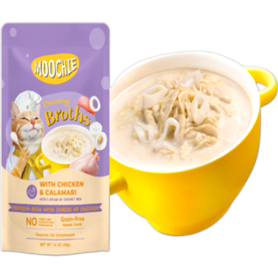 Moochie Creamy Broths with Chicken and Calamari For All Age Cats 40gm image