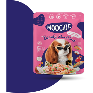 Moochie Dog Pouch Beauty Skin and Coat - Salmon with Carrot, Sweet Potato, Green Pea and Coconut Oil 85gm image