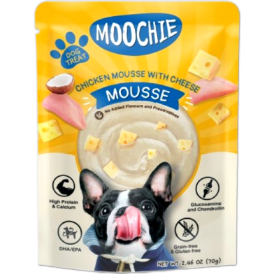 Moochie Dog Pouch Chicken Mousse With Cheese For All Age Dog 70gm image