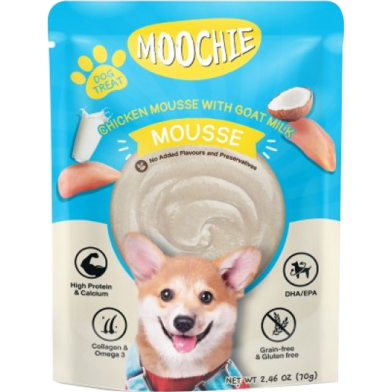 Moochie Dog Pouch Chicken Mousse With Goat Milk For All Age Dog 70gm image