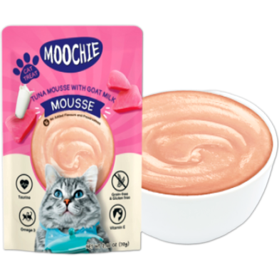 Moochie Tuna Mousse With Goat Milk - Chicken Tuna and Powdered Goat Milk For All Age Cats 70gm image