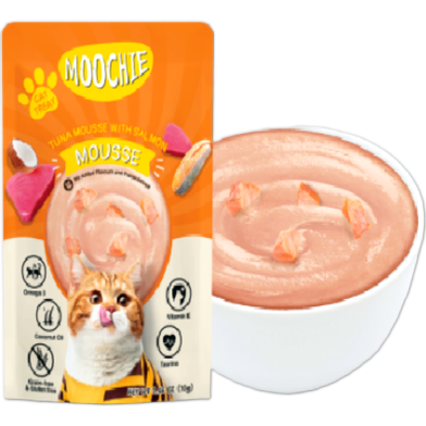 Moochie Tuna Mousse With Salmon - Chicken Tuna and Salmon For All Age Cats 70gm image
