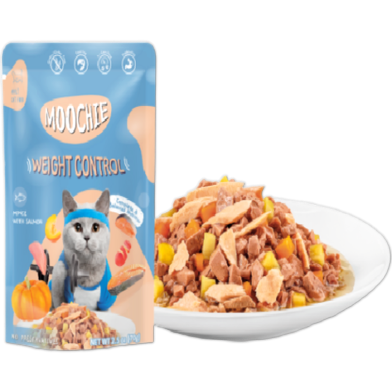 Moochie Weight Control Mince with Salmon Pouch For Adult Cats 70g image
