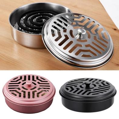 Mosquito Coil Holder Round Steel Mosquito Coil Box With Cover Mosquito Coil Tray Nail Tooth Insect Repellent Candle Holder jingu image