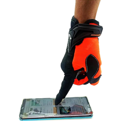 Motorcycle Racing Green/Orange Color Full Hand Gloves With Screen Touch Technology Bike Safety For Biker image