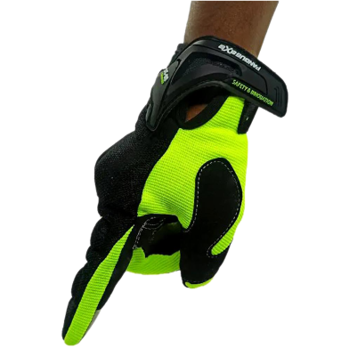 Motorcycle Racing Green/Orange Color Full Hand Gloves With Screen Touch Technology Bike Safety For Biker image