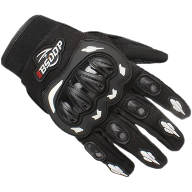 Motorcycle Racing Leather and Fabric Full Finger Gloves Bike Safety For BIKER With Screen Touch Function (gloves_a010_bw_l) image