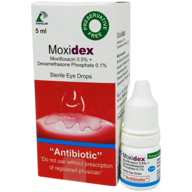 Moxidex 0.5 Percent, 0.1 Percent Ophthalmic Solution 5 ml Drop image