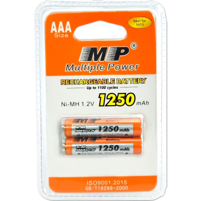 Mp Multiple Power Rechargeable Battery Aaa R3 Ni Mh 1.2v 1250mah 2pcs Battery image