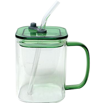 Mug Vert Deli Glassware Avec Paille 490 ml image