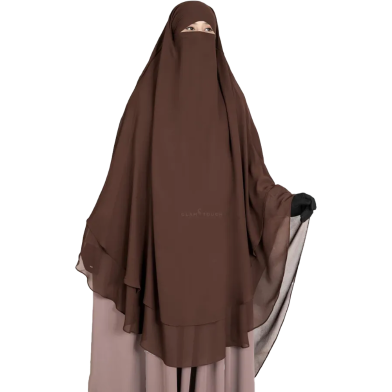 Muhsinat Double Layer Ready Hijab | Chocolate Coffee image