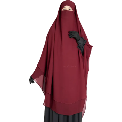 Glam Touch Muhsinat Double Layer Ready Hijab | Maroon image
