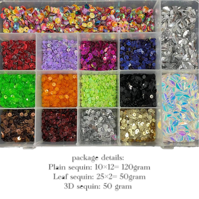 Multi Color Sequin Set 220g In Chamber Organizer Box image