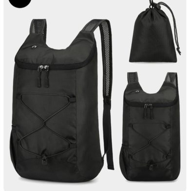 16L Foldable Hiking Backpack – Lightweight Packable Water-Repellent Daypack, Ultralight Collapsible Rucksack for Travel, Gym and Outdoor Sports (Black) image
