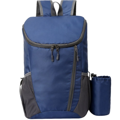 Multi Pocket Travel Backpack With Detachable Bottle Holder Navy Blue image