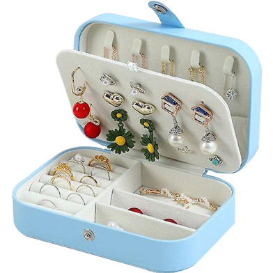 Multicolor Elegant Leather-Style Travel Jewelry Box - Compact Organizer for Rings, Necklaces and Earrings image