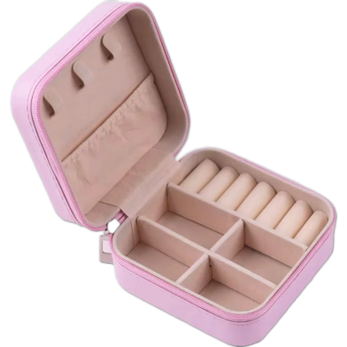 Multicolor Elegant Leather-Style Travel Jewelry Box - Compact Organizer for Rings, Necklaces and Earrings image