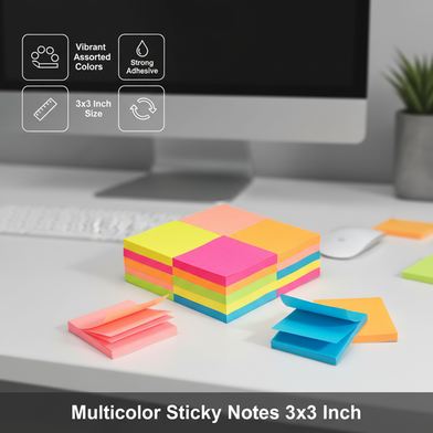 Multicolor Sticky Notes 3x3 Inch - (100 Sheets) Slide 2