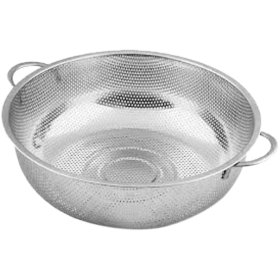 Multipurpose Stainless Steel Collander for Washing Rice, Fruits, Vegetables and Grains to Filter Easily In The Kitchen Bowl (28x28x9 cm) image