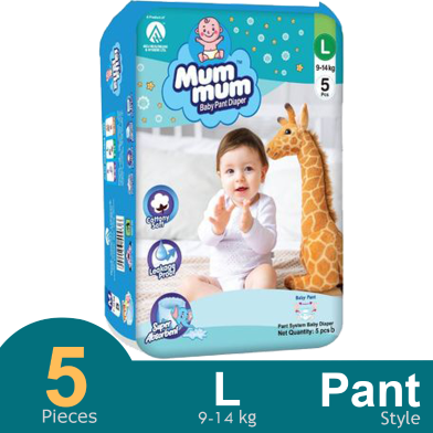 Mum Mum Pant System Baby Diaper (L Size 9-14kg) 5 Pcs image
