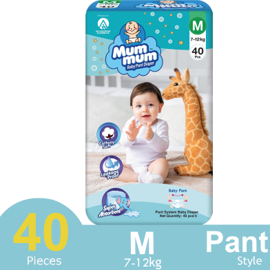 Mum Mum Baby Diaper Pant (M-Size) (7-12 KG) (40 Pcs) image
