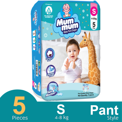 Mum Mum Pant System Baby Diaper Pant (S Size) (4-8 kg) (5 Pcs) image