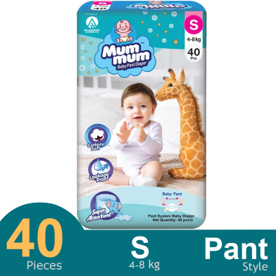 Mum Mum Pant System Baby Diaper (S Size) (4-8 kg) (40 Pcs) image