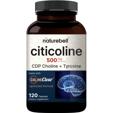 NATUREBELL Citicoline Capsule With Colineclear 500 mg Citicoline Plus 50 mg Tyrosine 120 Capsules image