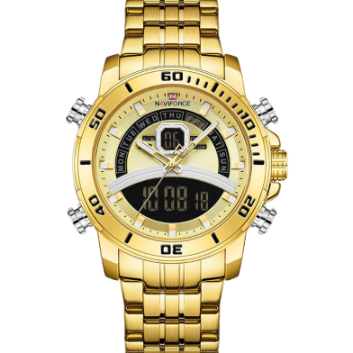 NAVIFORCE Men Luxury Business Sports Digital Quartz Stainless Steel Waterproof Multifunction Watch image