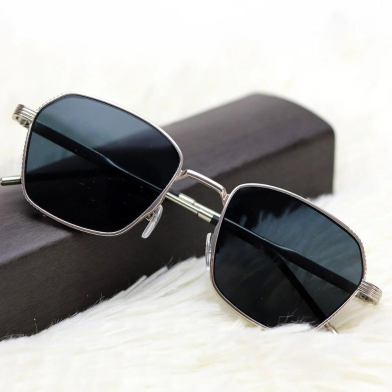 NEW Sunglasses Fashion Silver-Black Metallic Frame New Vintage Men And Female image
