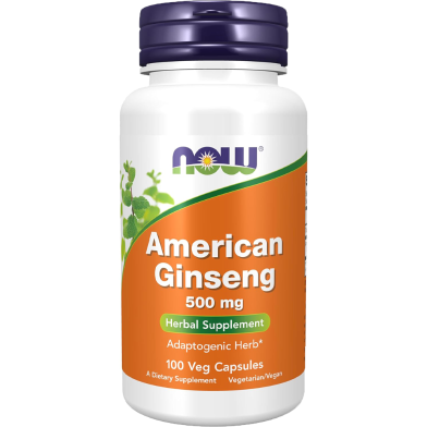 NOW American Ginseng 500 mg 100 Veg Capsules image