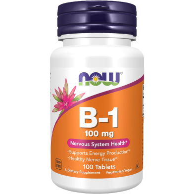 NOW B-1 Vitamin 100 mg Nervous System Health 100 Tablets -524379768 image