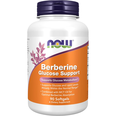 NOW Berberine Glucose Support Combined with MCT Oil for Optimal Berberine Absorption 90 Softgels-526893788 image