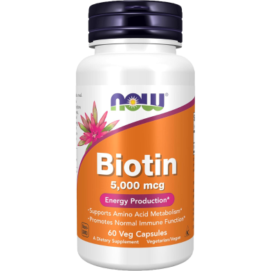 NOW Biotin 5000 mcg 60 Capsules image