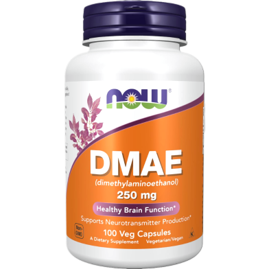 NOW DMAE (Dimethylaminoethanol) 250 mg Healthy Brain Function 100 Veg Capsules image