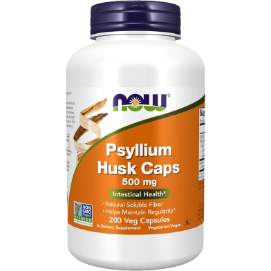 NOW Foods Psyllium Hush Caps 500 mg 200 Veg Capsules image
