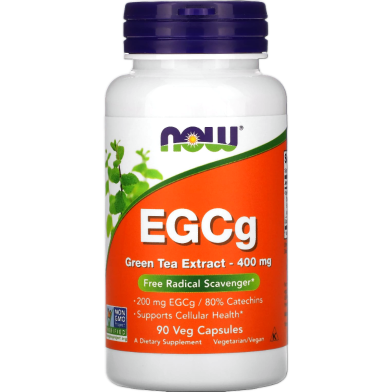 NOW Foods Supplements EGCg Green Tea Extract 400 mg Free Radical Scavenger 90 Veg Capsules image