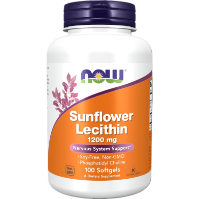 NOW Foods Supplements Sunflower Lecithin 1200mg with Phosphatidyl Choline 100 Softgels image